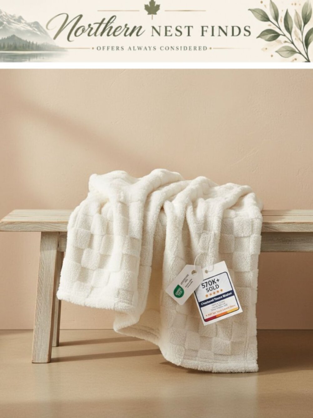 Soft Sherpa Throw Blanket 50x60 Lightweight Cozy Couch Decor